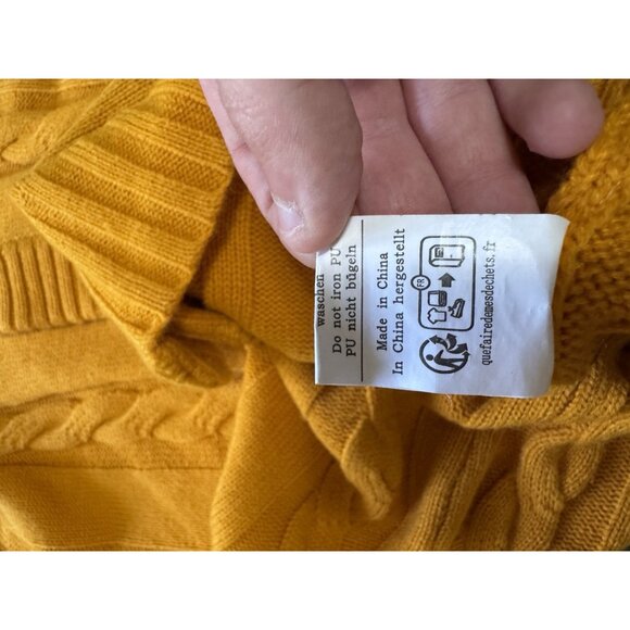 PJ Paul Jones Men Size Medium Cable Knit Cardigan Sweater Buttons Yellow Grandpa - Picture 9 of 10